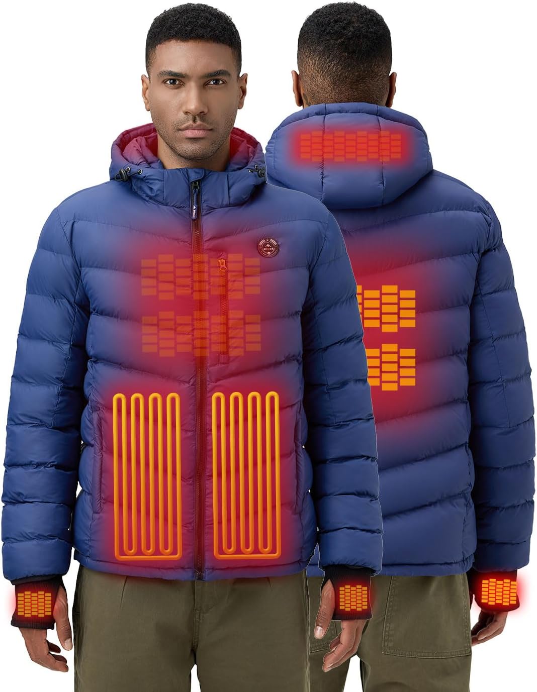 iHood Men's Heated Jacket With 12V Battery Pack-Insulated Lightweight Hooded Hand-Heating Electric Heated Puffer Jacket - Image 8