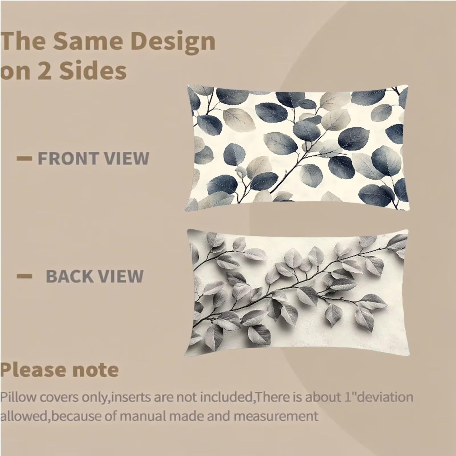 Federe Cuscino 60x80 Set di 2, Beige Federe Cuscini Divano Lino, Rettangolari Copricuscini 60x80cm Con Cerniera Invisibile, Copricuscino per Camera Letto Casa Decorazioni Regalo, Nordico M-7753