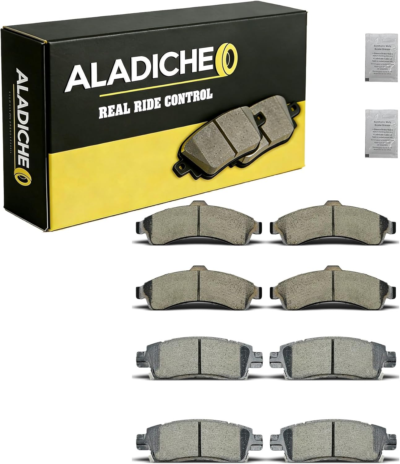 8Pcs Front Rear Ceramic Disc Brake Pads Set Compatible with Buick Rainier,for Chevy SSR,for GMC Envoy,Trailblazer EXT,Envoy XL,Envoy XUV,Jimmy,for Isuzu Ascender,for Oldsmobile Bravada