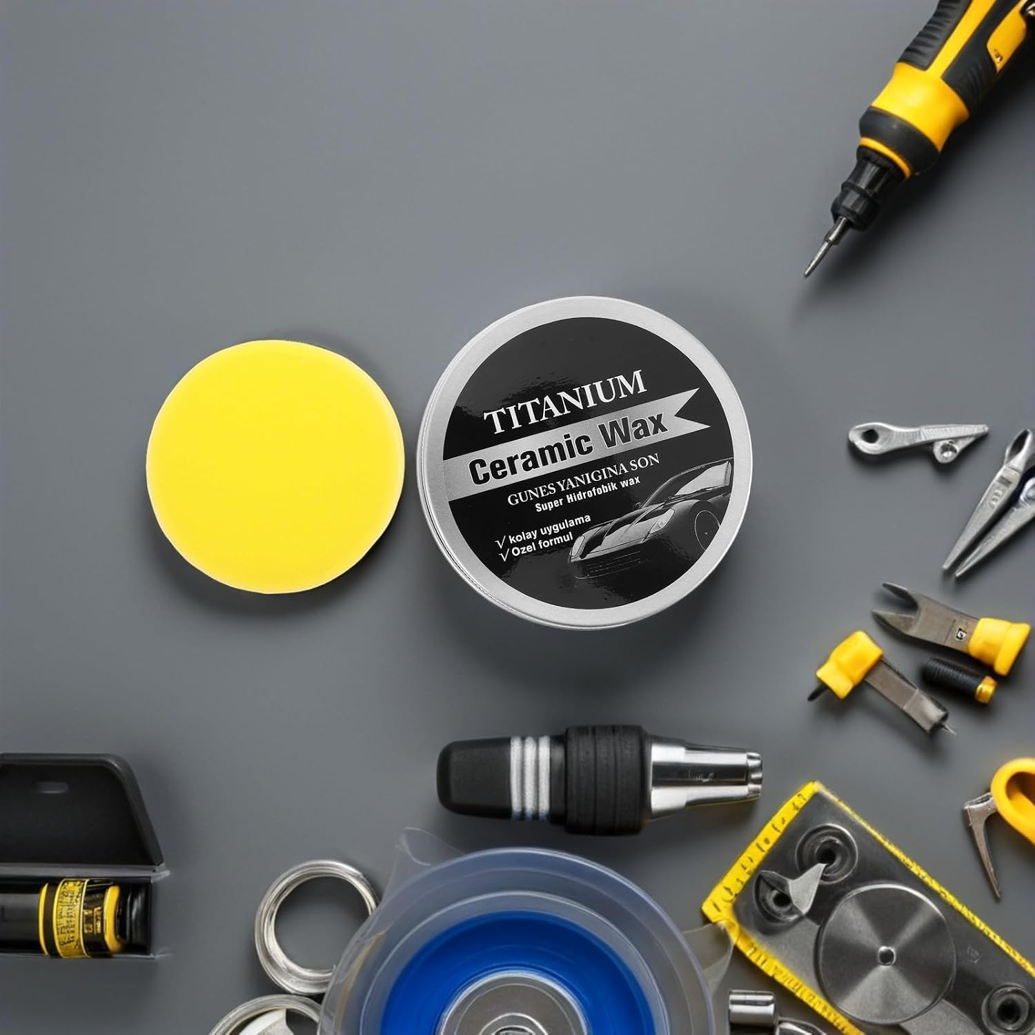 UKCOCO Car Scratch Repair Wax Paste for Car Paint and Windshield Glass with Oil Film Removing Function and Universal Compatibility, Includes Sponge and Metal Tools for Effective Scratch