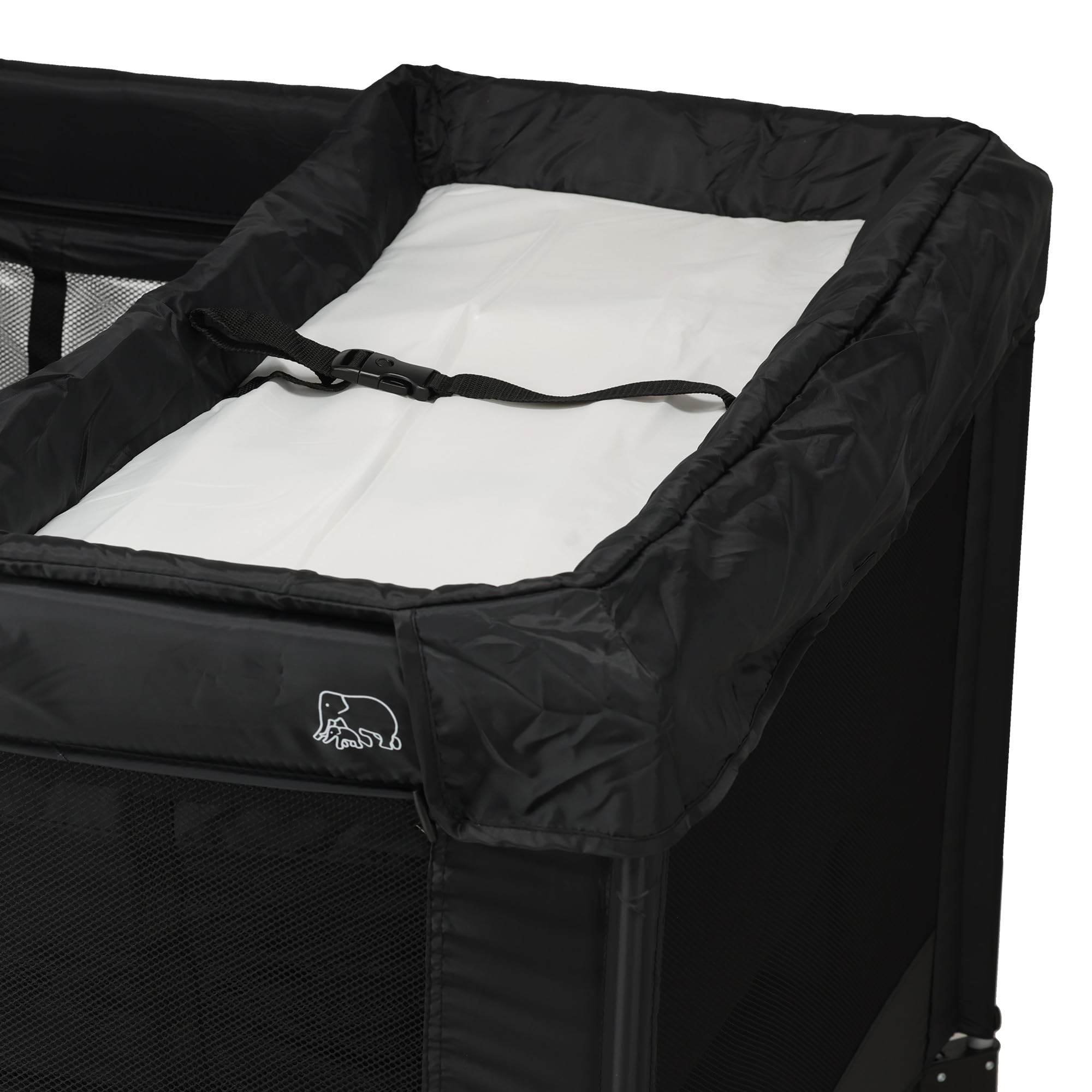 Deryan Lit Parapluie Bébé avec Matelas Inclus, 0-5 Ans (0-20 kg), Léger 9 kg, Grand Matelas, Ouverture Latérale, Design Pliable, Sac de Transport Inclus, 100 x 100 cm (Noir)