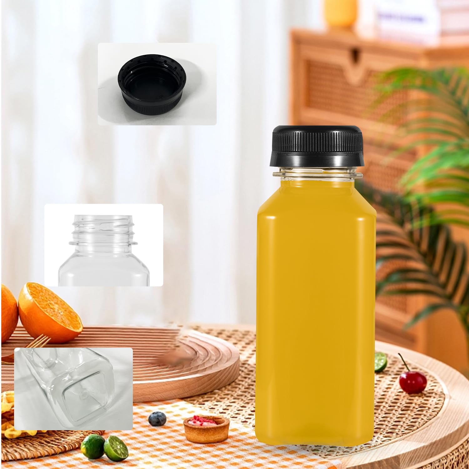12 Confezioni Da 10 Once Bottiglie Di Succo Bottiglie Di Succo Di Plastica Trasparente Riutilizzabili Con Tappi Per Bevande Fredde Al Latte E Succhi Fatti In Casa - Foto 9
