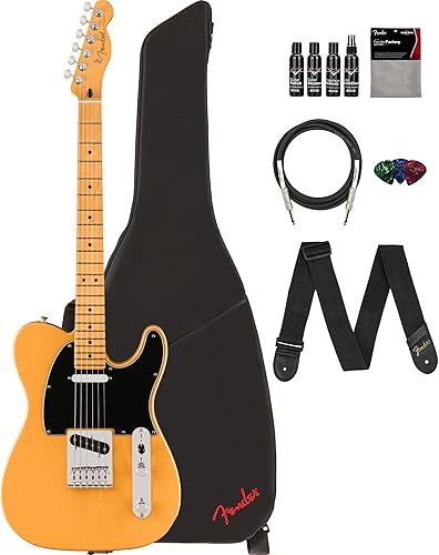 Fender Player II Telecaster - Paquete rubio con estuche para conciertos, correa, cable, paquete de 3 púas y kit de limpieza de guitarra