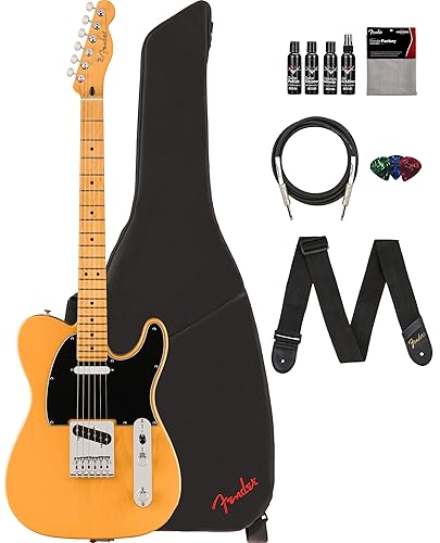 Fender Player II Telecaster - Butterscotch Blonde Bundle with Gig Bag, Strap, Cable, 3-Pack Picks and Guitar Cleaning Kit