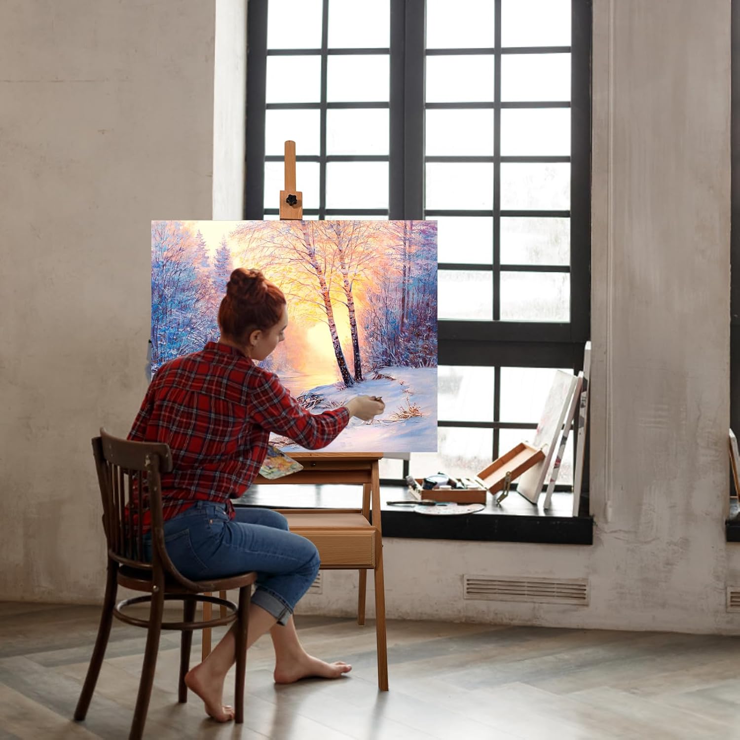 41" H-Frame Beech Wood Easel, 75" Adjustable Height Art Easel with Storage Drawer & Shelf, 20KG Load Capacity Studio Easel for Adults Artists Students Beginners