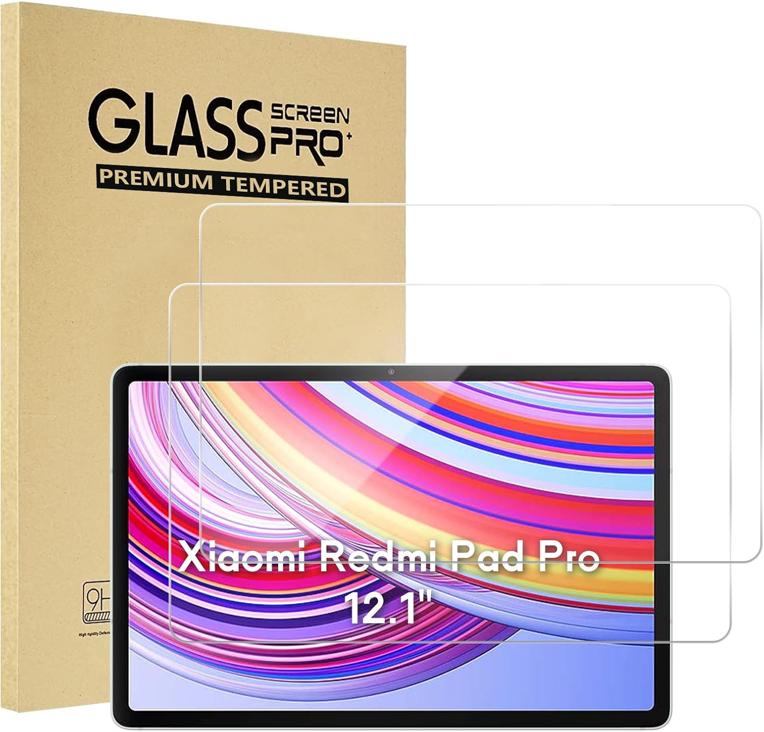 Pack of 2 Screen Protectors for Xiaomi Redmi Pad Pro 5G/4G/Xiaomi Poco Pad 12.1 Inches Anti-Bubble 9H Hardness Screen Protector Compatible with Redmi Pad Pro 12.1