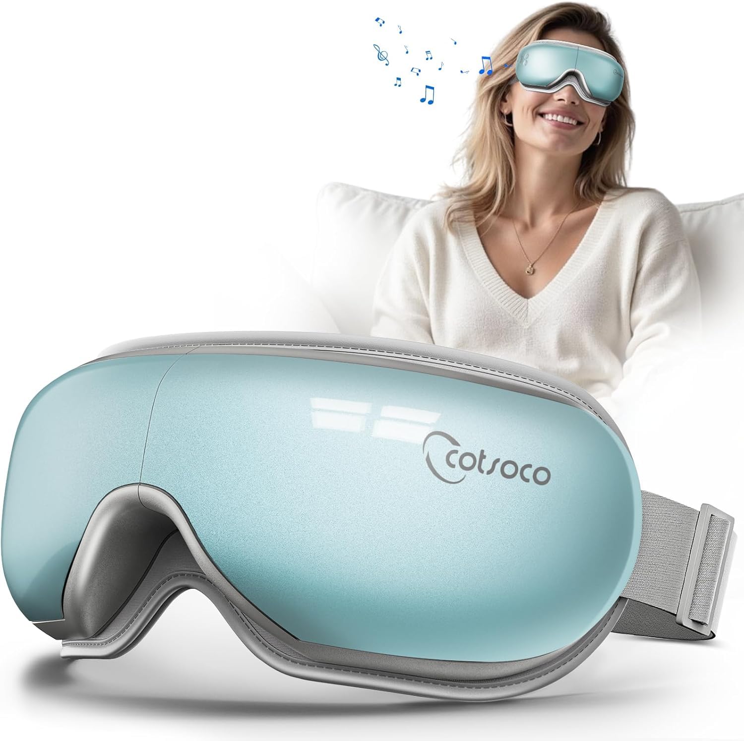 cotsoco Eye Massager with Heat Birthday Gifts for Women Heated Eye Mask with Bluetooth Music Relax Reduce Strain