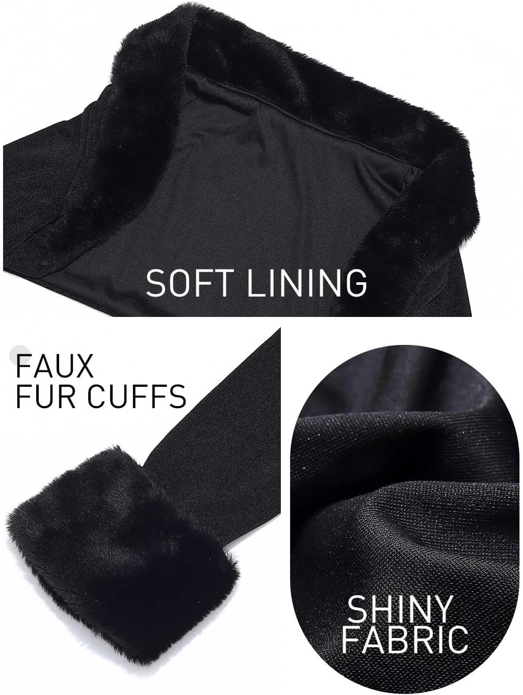 GORAIS Womens Bolero Shrugs Black Evening Fur Bolero Jackets Party Long Sleeve Fur Shrug for Wedding Dresses - Image 4