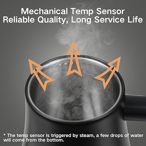 Miniatura 5 de Hervidor eléctrico de cuello de cisne, calentador de agua para té y café de 0.9 L, 1200 W, caldera de agua de acero inoxidable 304, calentamiento