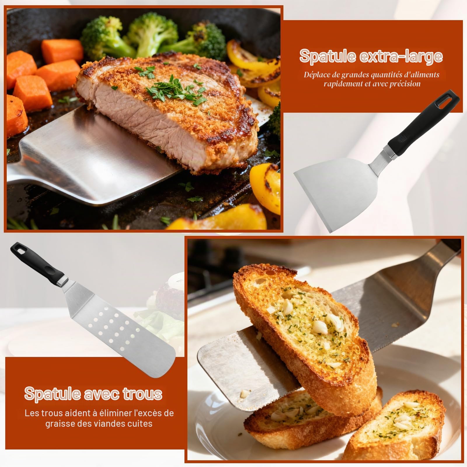 27 Pièces Ustensiles Barbecue, Presse à Hamburger, Teppanyaki Grill Set, Presse Steak Haché, Ensemble Barbecue Outil Acier Inoxydable avec Sac, Professionnelle Accessoire Barbecue