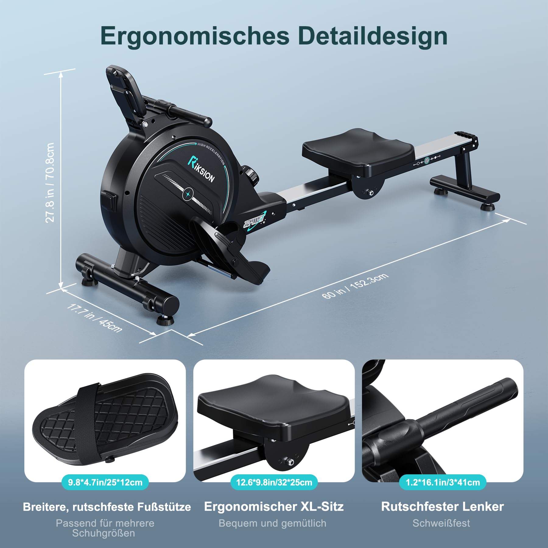 [2026 Neu] Rudergerät für Zuhause mit Magnet-Fitnesstrainer,Rudergerät 16 Stufen Widerstand, Indoor-Gerät für das Home-Gym, Cardio-Trainingsgerät, 160 kg Kapazität mit LCD-Monitor