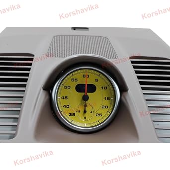 Car Sport Chrono Stopwatch Mounted Dashboard Instrument Panel for Porsche 911 991 2013-2019 (Brown Cover & Yellow Stopwatch)