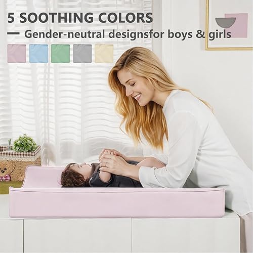 Vista 7 de Funda de cuero vegano para cambiador, 31 x 16 pulgadas, impermeable, lavable, extragruesa, portátil y antideslizante, se adapta a cambiadores