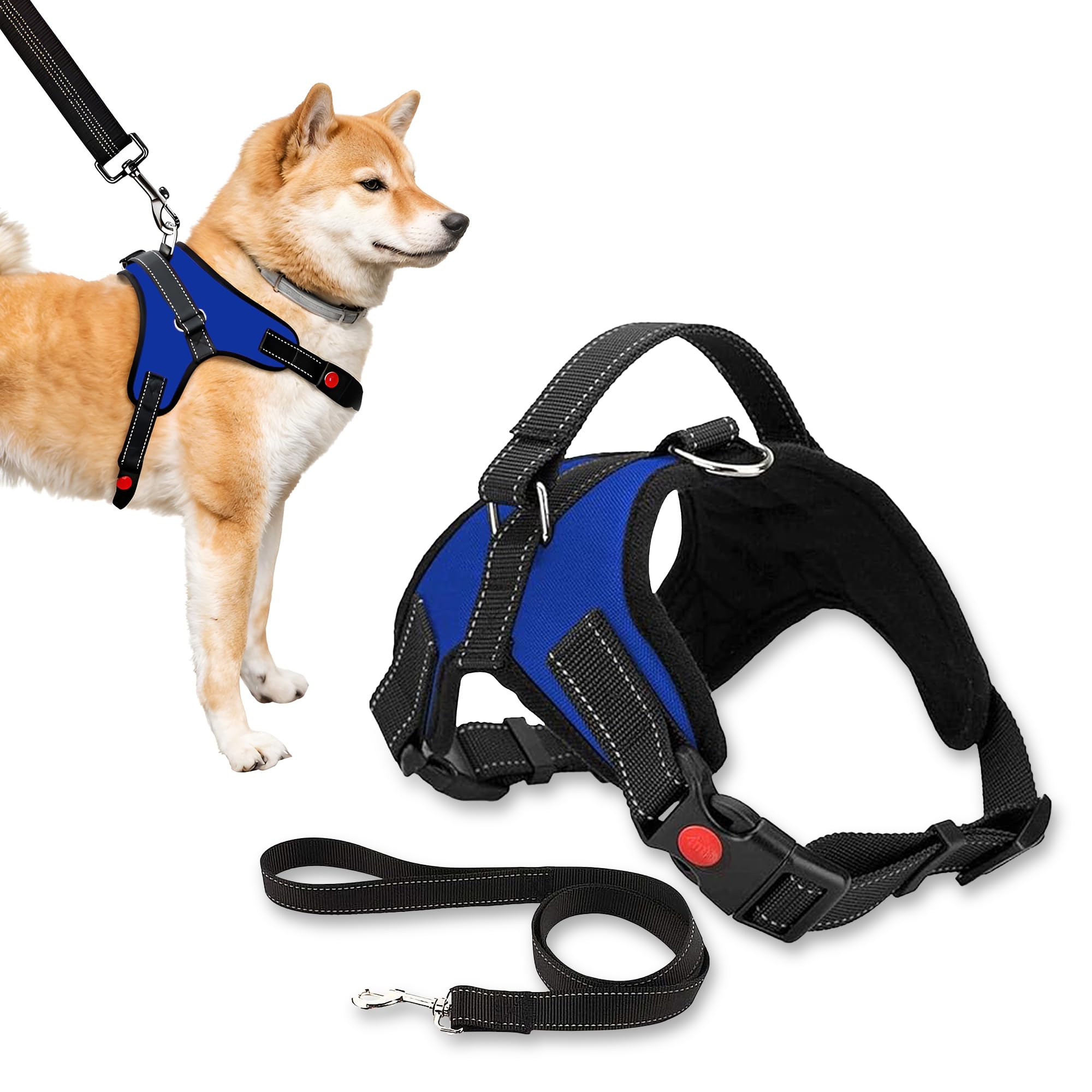 WedDecor No Pull Dog Harness with Lead Set for Small Dog, Breathable, Adjustable & Safe Pet Vest Harness for Dogs, Reflective Dog Control Harness UK for Training & Walking, Small - Royal Blue