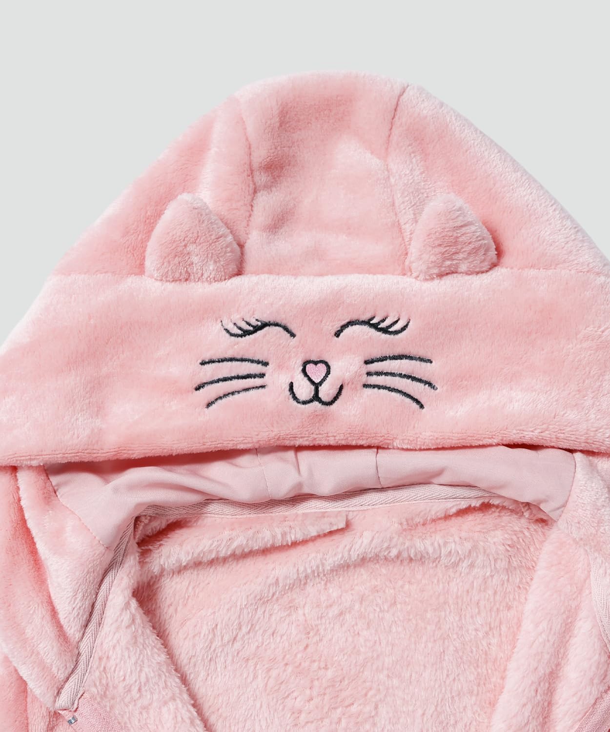 Toddler Fleece Jacket Cute Embroidered Cat Face Coat With Cat Ears Fall Winter Warmth Hooded Outerwear Coat 2-4Years - Image 3