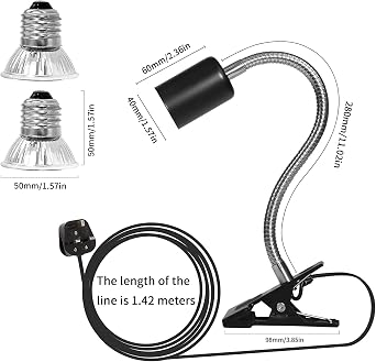 Tortoise Heat Lamp Basking Lamp, 2 Bulb 25W 50 W UVA UVB Light Lamp, Heat Spotlight Reptile Light Aquarium Basking Light with Holder for Tortoise Bell Turtle Snake Lizards Terrarium Amphibian [Energy Class A]