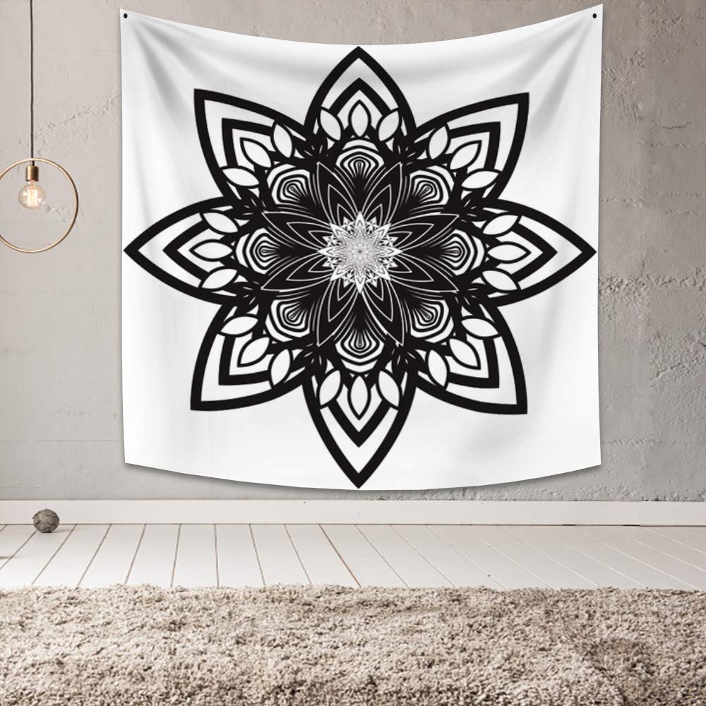 Amazon.co.jp: Qinunipoto タペストリー 曼荼羅の花 曼陀羅の模様 黒