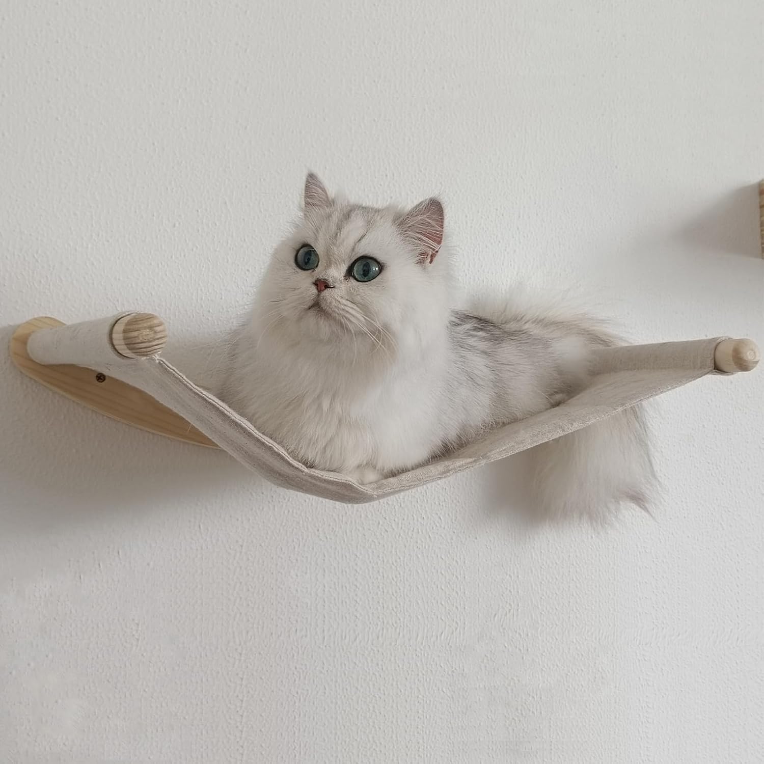 Yiotl Cat Hammock, Wall Mounted Cat Climbing Shelf, 4 Step Cat Stairway Furniture with Sisal Scratching for Sleeping, Playing, Lounging and Perching