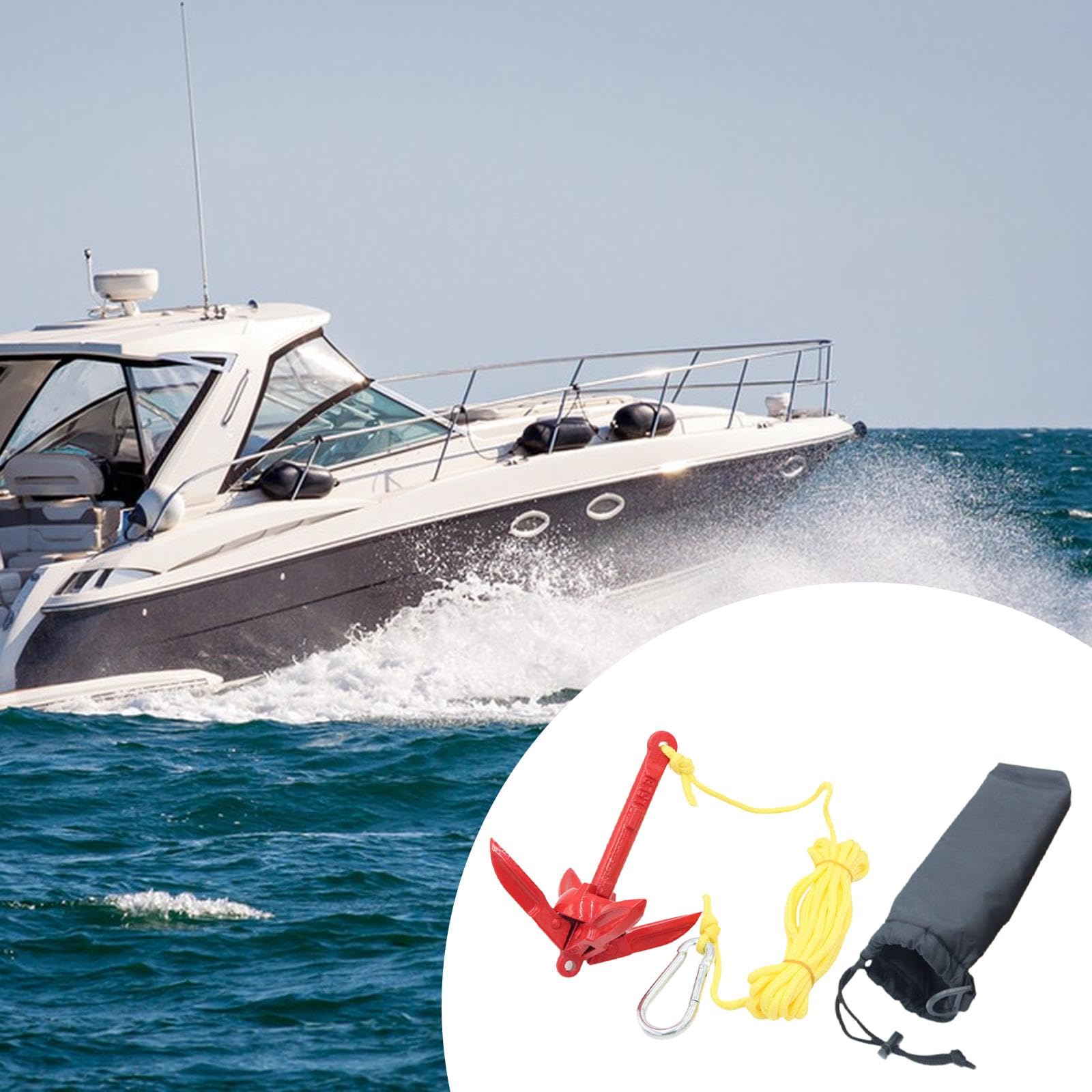 Qianly Bootsanker 0,7 Kg, Faltbar, Klauenanker Aus Kohlenstoffstahl, Vier Ausführungen mit Haken