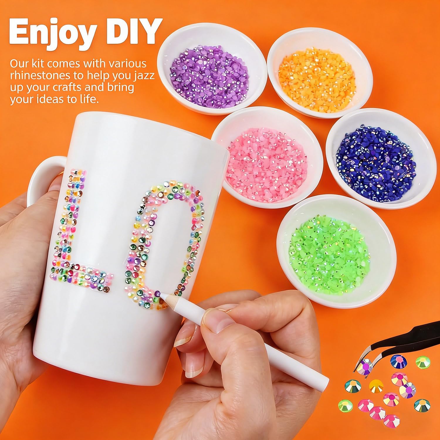 32000 Strasssteine für Nägel, 40 Farben 3 mm flache Rückseite, Strassstein-Set mit Pinzette und Stift für DIY-Bastelarbeiten, Kleidung, Becher, Tassen, Schuhe, Stoff und Nagelkunst - 4