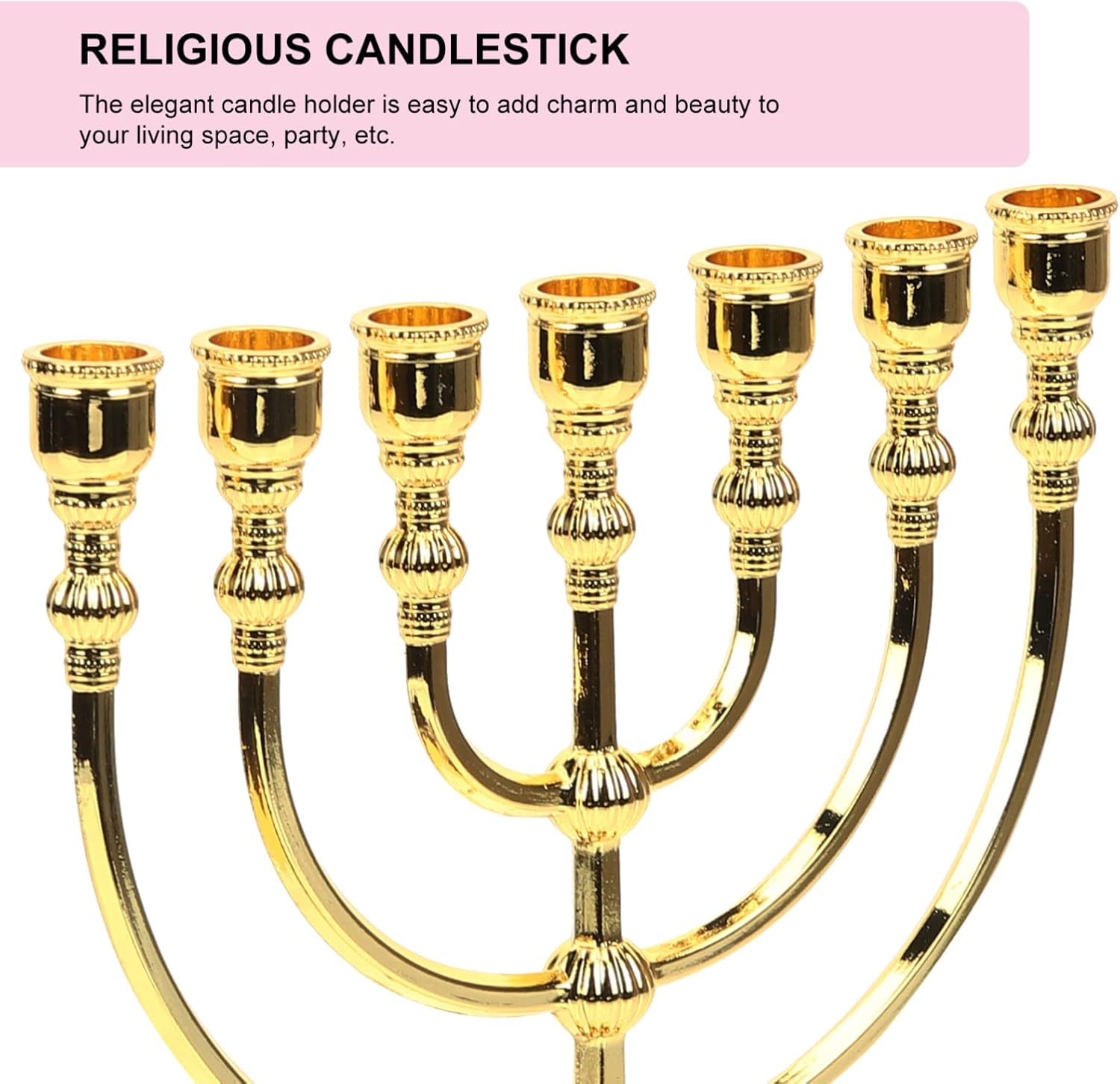 7 Branch Menorah Candle Holder Hanukkah Centerpiece Religious Candlestick Ornament for Holiday Ceremony Candlelight Dinner Decoration