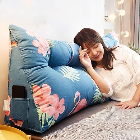 Amazon 背もたれ クッション ベッド 三角 背もたれクッション 三角クッション 三角枕 ソファー 寝ながら テレビ枕 読書 座布団 座椅子 うつぶせ寝クッション かわいい ベットの上 カラー 60 21 45 マタニティー腰 背中クッション 腰枕 オンライン通販