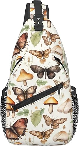 Vista 15 de Mochila cruzada con hongo botánico, bolsa cruzada casual, bolsas de pecho para viajes, senderismo, mochila de hombro para mujeres y hombres Color 11