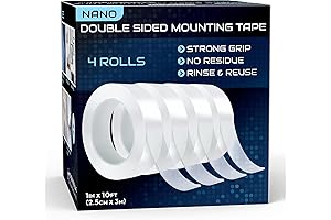 Lockport Nano Double Sided Tape - 4 Pack Heavy Duty Removable Tape for Multipurpose Use