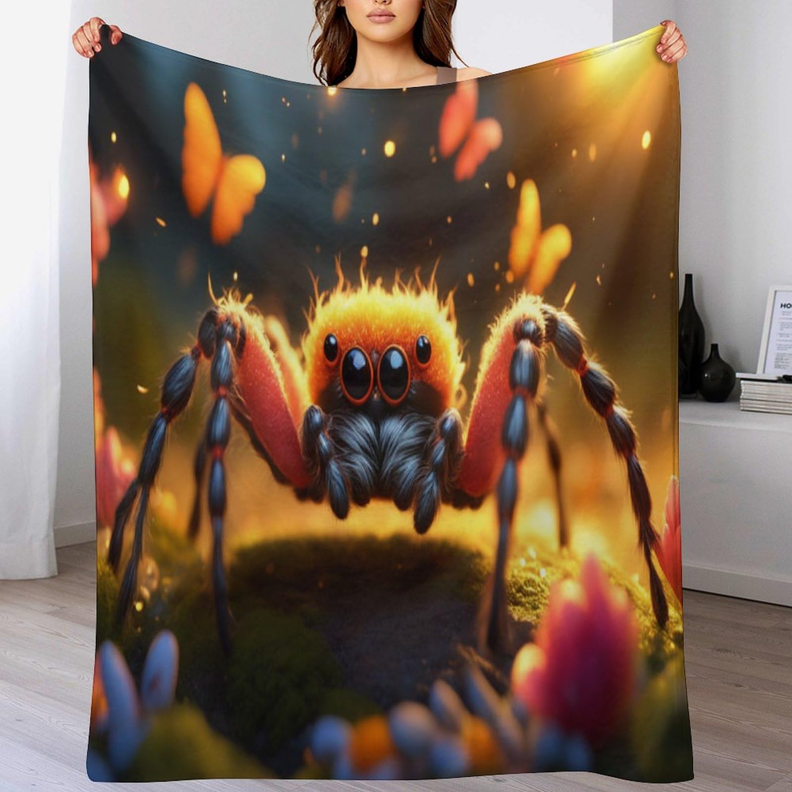 Manta de araña suave de forro polar cálida para cama y manta de franela para sofá 3D