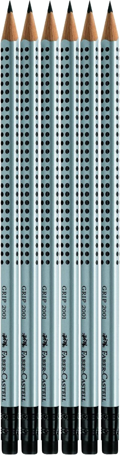 Faber-Castell 117298 Lot de 6 crayons de papier HB, Argenté