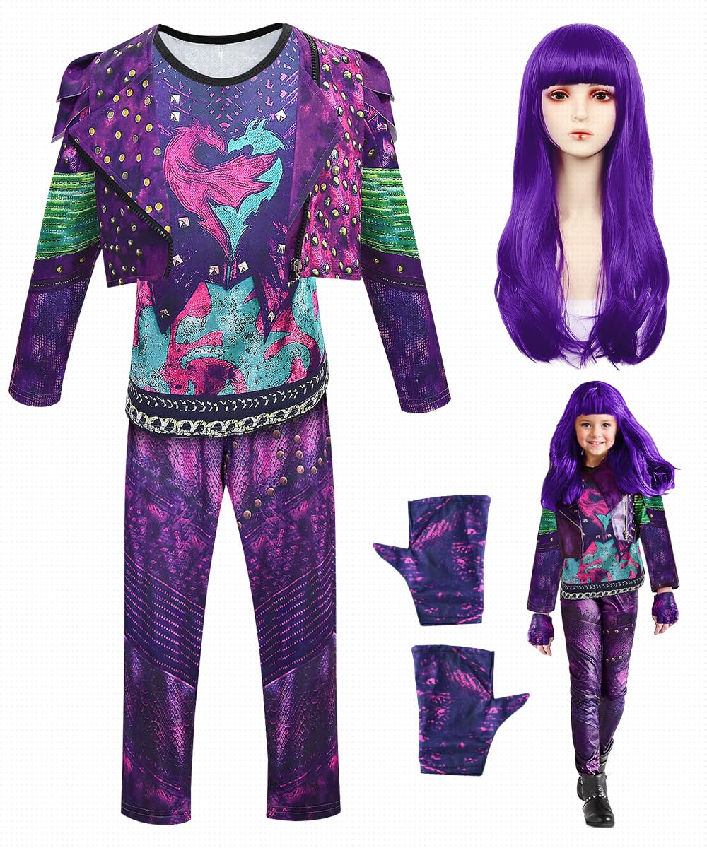 COYBTO Rise of Red Costume, Red Costume with Jacket Shirt Pants Wig, Dress Up for Girls Gift, Girls Dress Costumes Fancy Dress for Halloween Carnival World Book Day