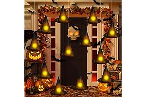 YUJUN Halloween Hanging Witch Hats Decor, 24PCS Glow in the Dark Witch...