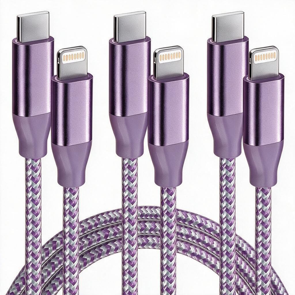 MenoSupp USB-C to Lightning Cable - 3 Pack, 6FT -13 MenoSupp USB-C to Lightning Cable - 3 Pack, 6FT -13