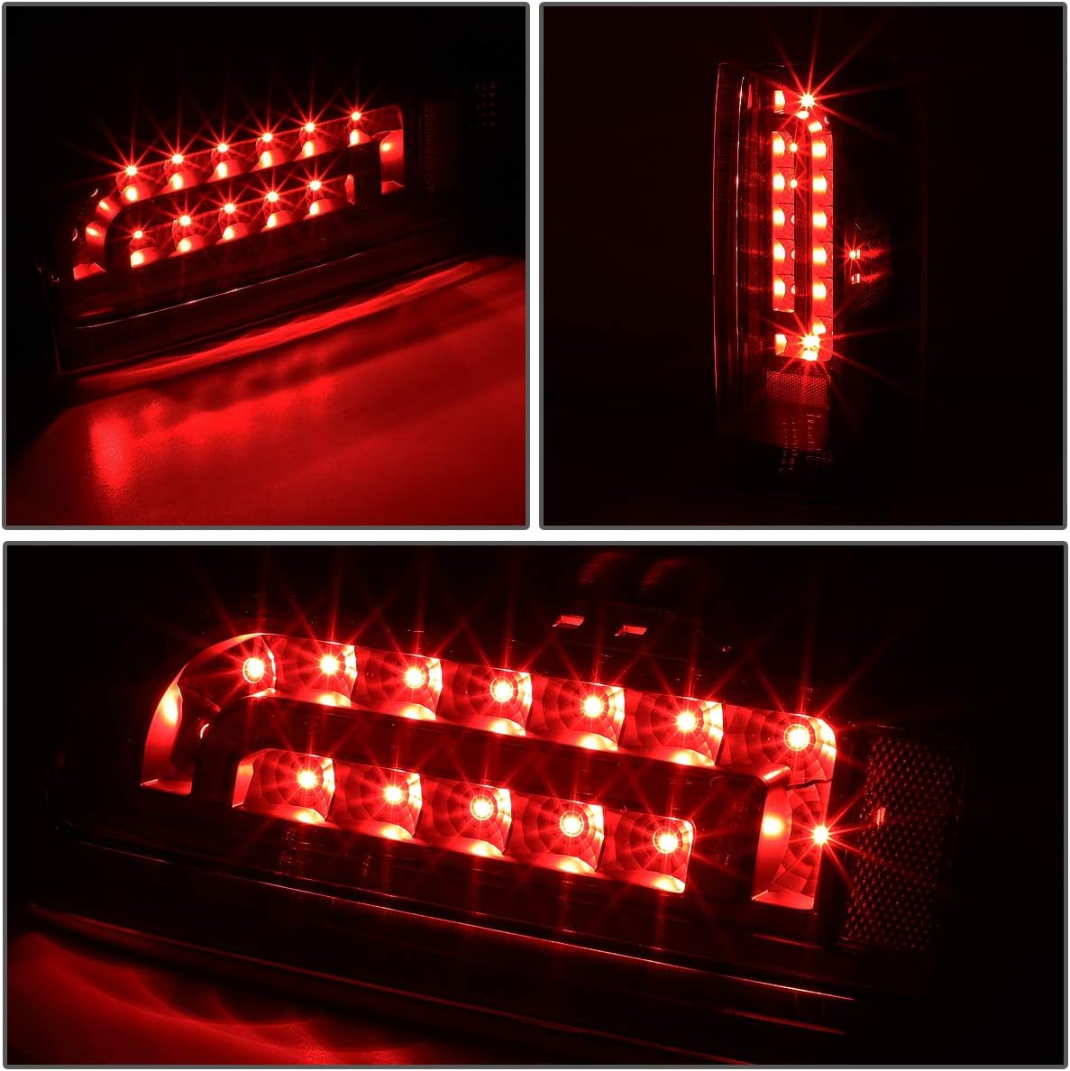 Auto Dynasty Full LED Tail Light Assembly Compatible with 1990-1997 Ford F150/F250/F350/Bronco/F Super Duty Styleside, Pair Tinted Tail Brake Light Lamps