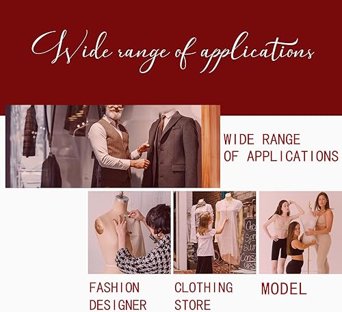 Miniatura 7 de PDM WORLDWIDE Maniquí de forma de vestido ajustable para coser mujeres tallas 6-14, forma de cuerpo pinable con 13 diales, base enrollable