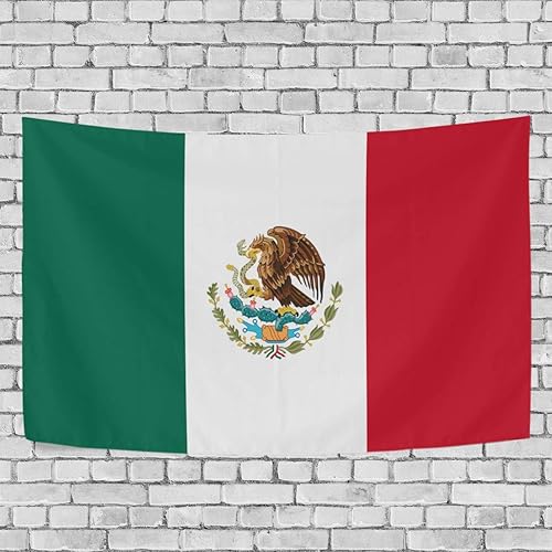 Tapiz con diseño de bandera de México, 60 x 40 pulgadas, tapiz decorativo para pared, dormitorio, sala de estar, dormitorio, decoración del hogar
