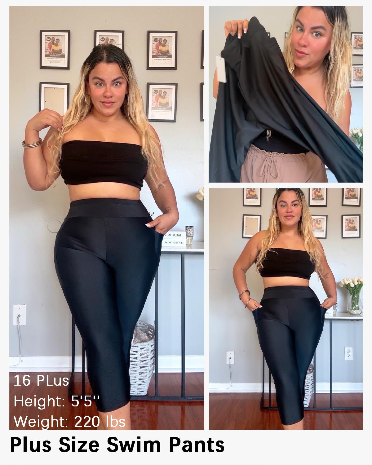 Holipick Plus Size Swim Pants for Women Swim Capris High Waisted Swim Leggings UPF 50+ Long Swim Shorts - Image 6