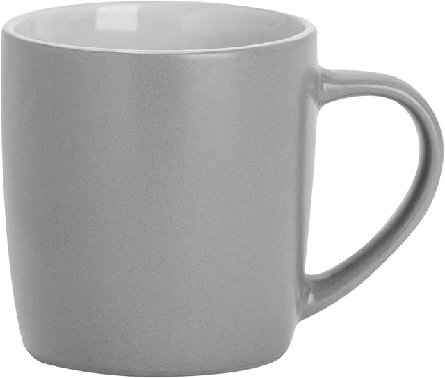 Argon Tableware Matt Tea and Coffee Mug - Modern Style Porcelain Cappuccino Latte Cup - Grey - 350ml