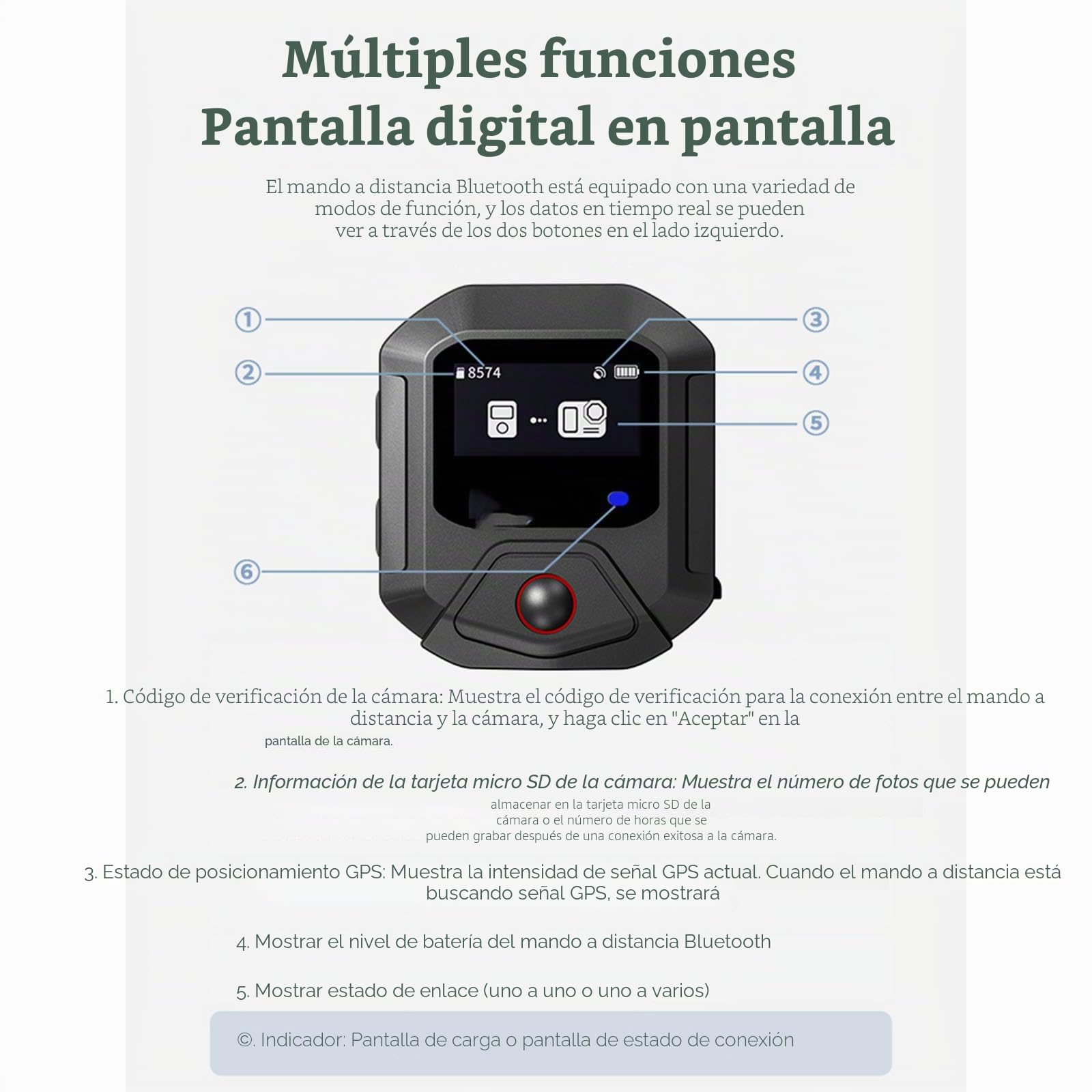 Mando a distancia Bluetooth para Insta360 X4 Series/ACE PRO Series/GO3S Series Cámara GPS Bluetooth 5.0 Accesorios de control remoto inteligente