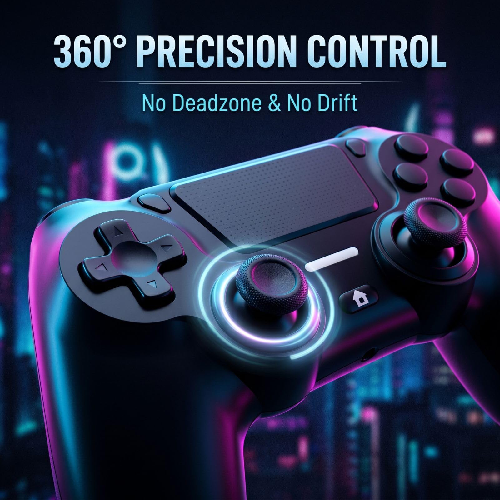 BJXOZ Wireless Controller for PS4, with USB-C Port, Hyper-Sensitive 360° Sticks, Vibration, Speaker, Ergonomic Grip, 6-Axis Sensor, Audio Jack, Multi Touch Pad, Gamepad for PS4/Slim/Pro/PC — view 3