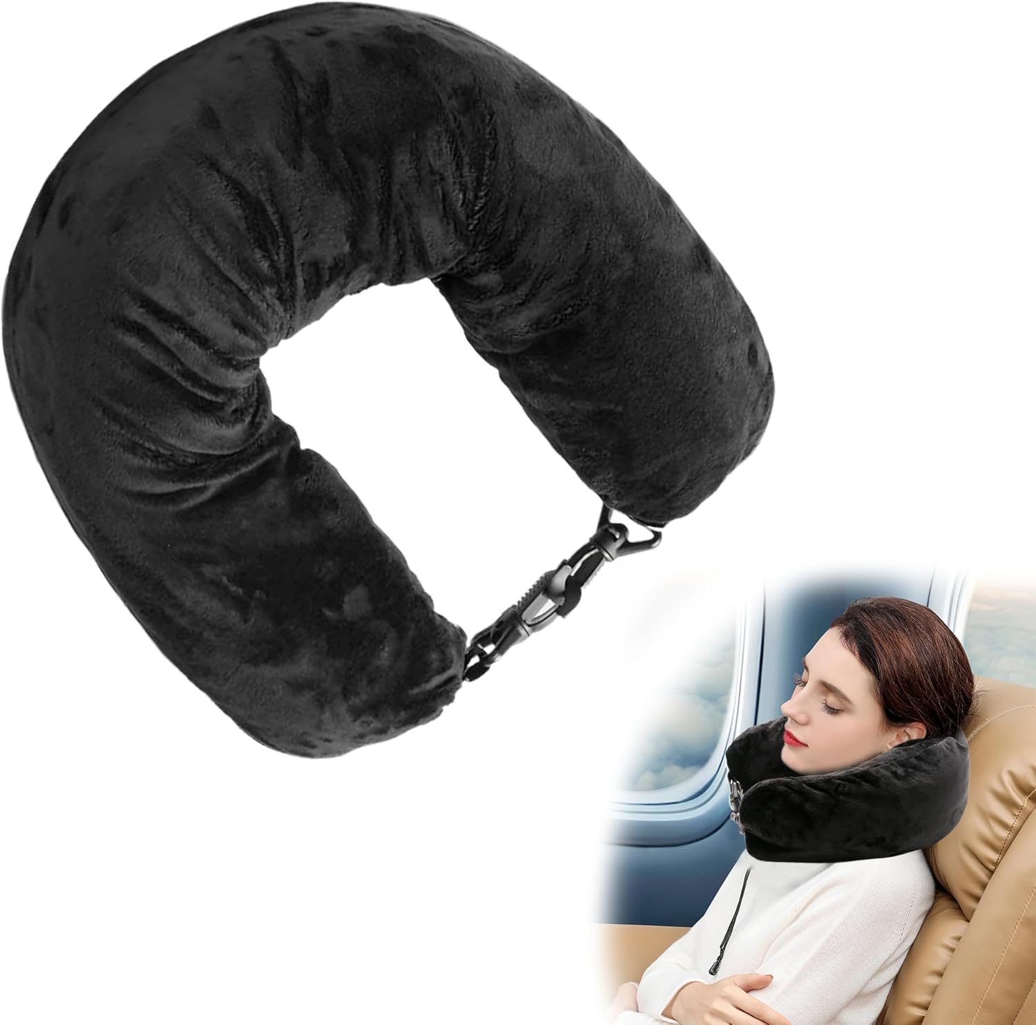 MEKEET 1PCS Portable Stuffable Neck Pillow Black Multifunctional Stuffable Travel Pillow Travel Neck Pillow Storage Bag with Adjustable Straps Soft Stuffable Neck Pillow for Travel Extra Luggage