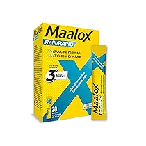 Maalox Reflurapid Blocca il Reflusso Gastroesofageo, Riduce Bruciore e Acidità di Stomaco, anche in Gravidanza – con Bicarbonato di Sodio, Senza Glutine, Senza Lattosio (20 Bustine Gusto Menta)