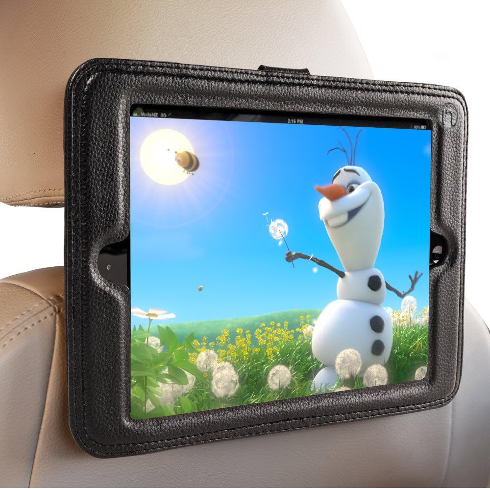 Inndise iPad Air Headrest Mount For Car- iPad Air and Air 2 - Holder in Car Will Keep the iPad Secure Within A Strong PU Leather Case. Safest iPad Car Mount