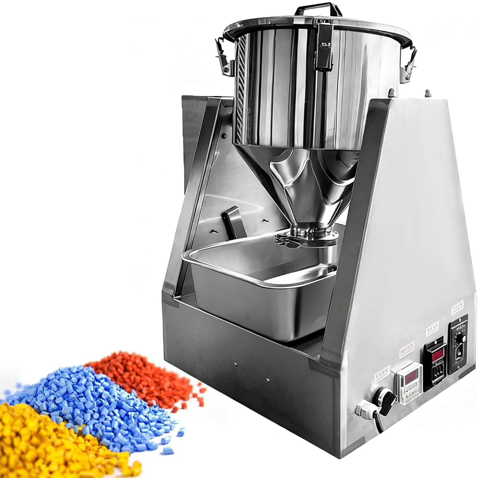 PweKzxt Lab Cone Shape Mixing Machine,Granule Particle Blender,Stainless Steel Dry Powder Mixer,360° Bidirectional Mixing,Adjustable Speed, Timing, for Powder and Granule Blending 10L