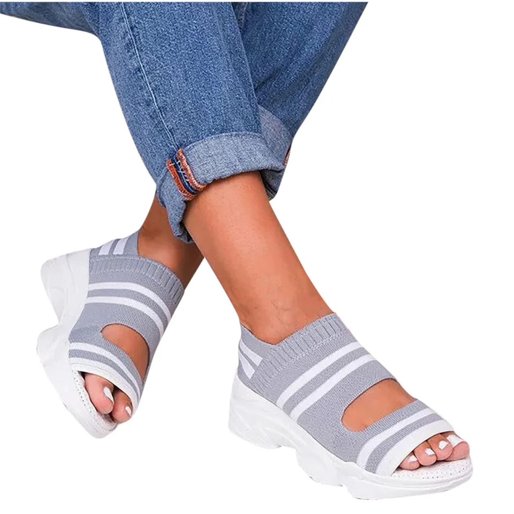 LUWAY Women's Comfy Orthotic Sandals Ultra-Comfy Breathable Summer Premium Orthopedic Open Toe Sandals, White, US8/EU40