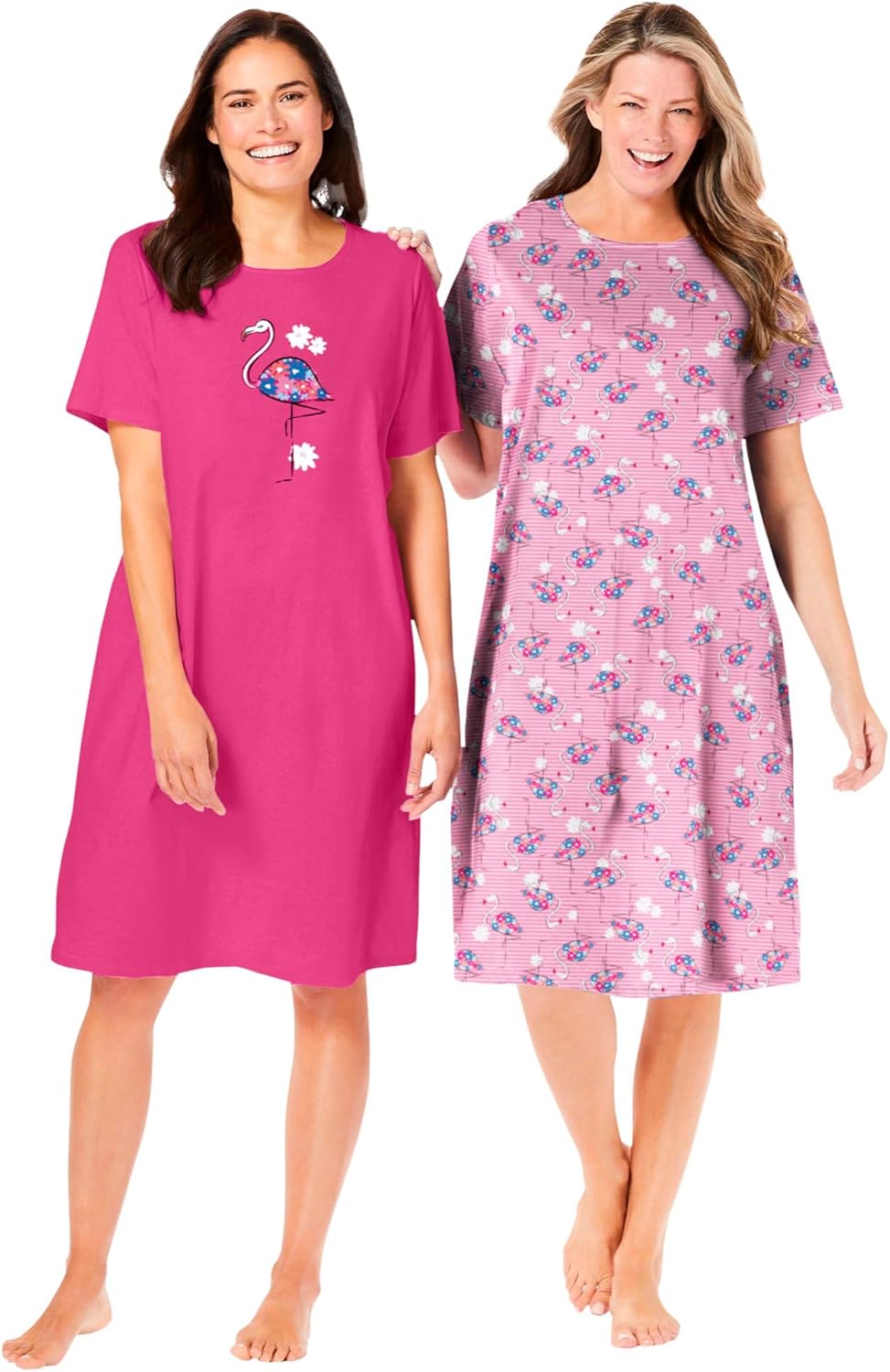 Dreams & Co. Plus Size 2-Pack Short-Sleeve Sleepshirt
