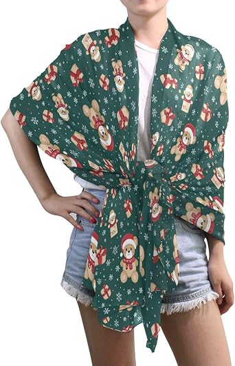 Cartoon Cute Brown Christmas Teddy Bear silk scarf scarf shawl cute silk scarf for women for evening bufandas para mujer