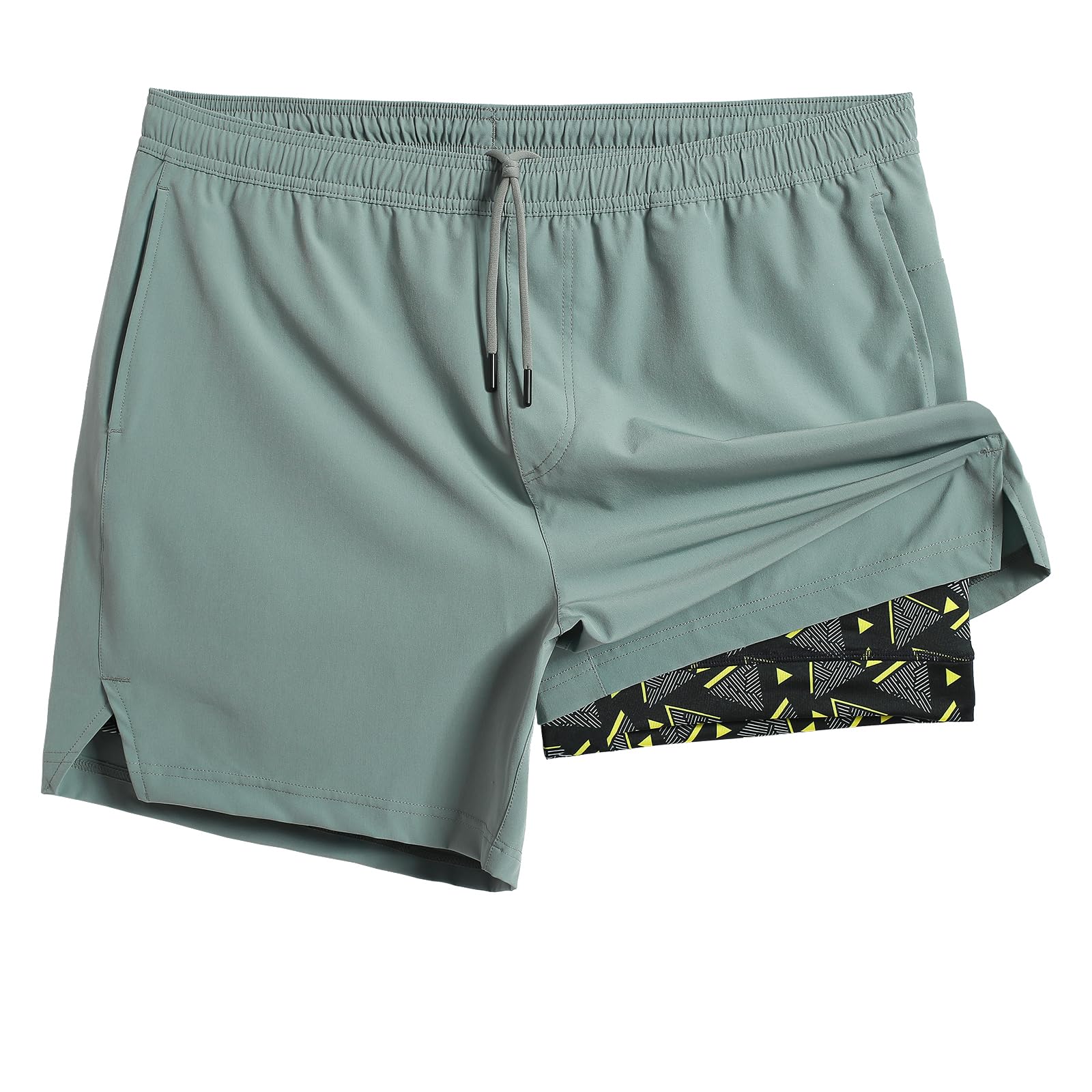 maamgic Mens 5" Gym Running Shorts for Men 2 in 1 Quick Dry Workout Athletic Shorts