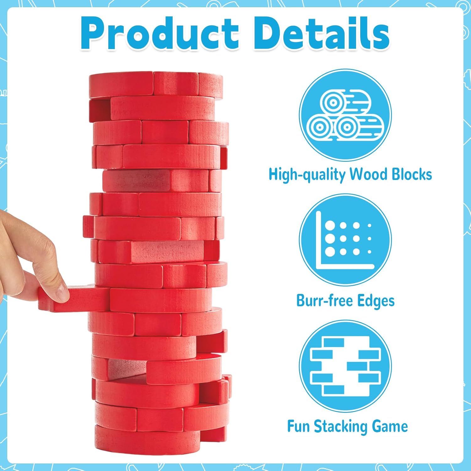 Fall Apple Shape Wooden Blocks Stacking Games, Apple Themed Tumbling Tower and Balancing Game for Fall Thanksgiving Party Gift Activities Adults Team Building Friends Group Fun Games with Storage Bag