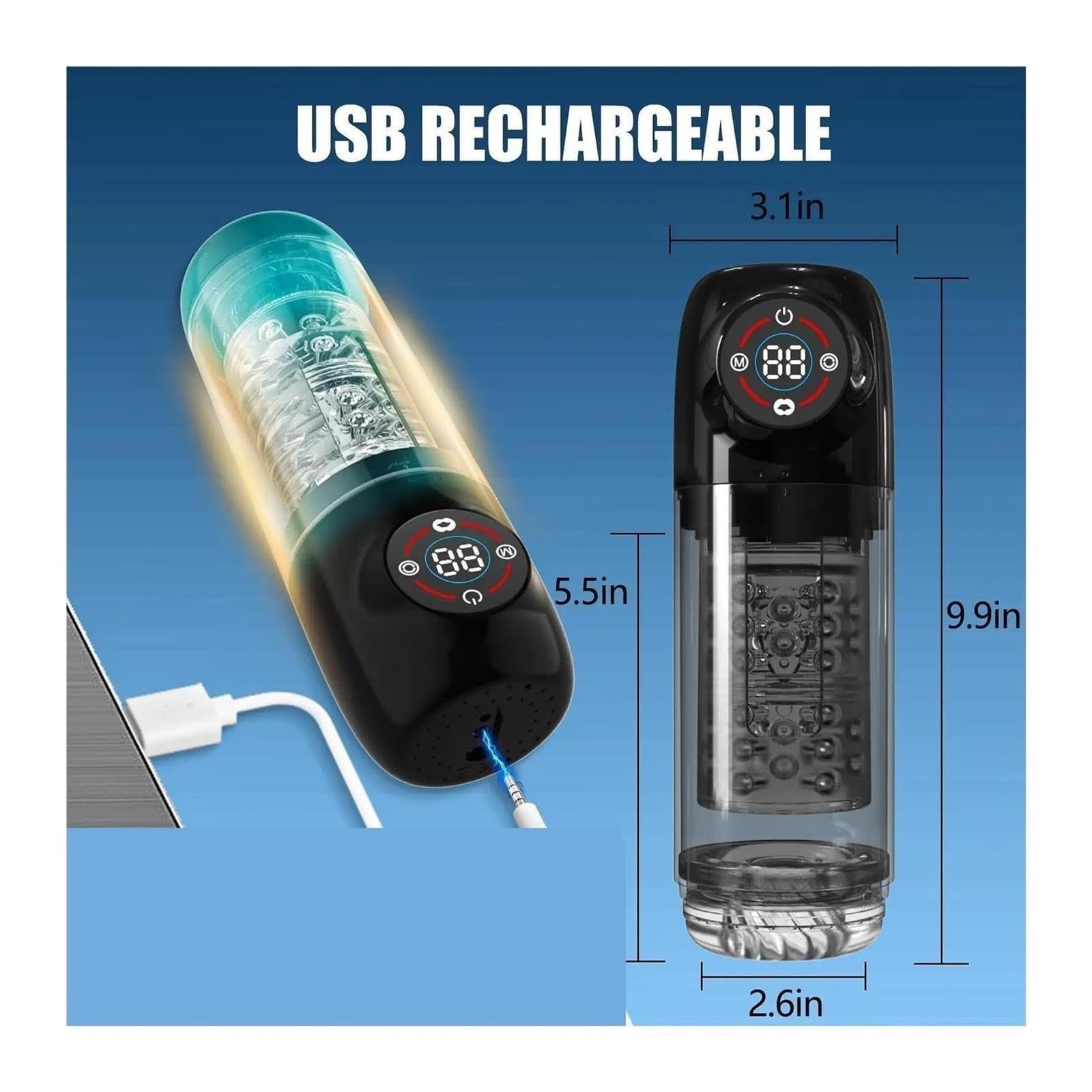 3-in-1 LCD elektrischer Personal-Massager, 7 Modi, USB-aufladbar